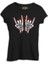 Skeleton Hands Making Rock Sign Siyah Kadın Tshirt 1