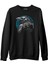 Raven Bird In Front Of A Viking Rune Siyah Erkek Kalın Sweatshirt 1