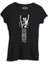 Skeleton Hand Doing Rock Sign On Guitar Siyah Kadın Tshirt 1