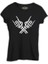 Skeleton Hands Doing Rock Gesture Siyah Kadın Tshirt 1
