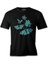 Turquoise Butterflies Siyah Erkek Tshirt 1