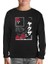 Japanese Quote And Flowers Over A Skull Siyah Çocuk Sweatshirt 1