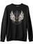 Guitar And The Wings Siyah Erkek Kalın Sweatshirt 1