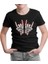 Skeleton Hands Making Rock Sign Siyah Çocuk Tshirt 1