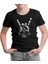 Skull Hand Making Rock Sign Siyah Çocuk Tshirt 1