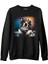 Dj Dog With Headphone Playing The Board Siyah Erkek Kalın Sweatshirt 1