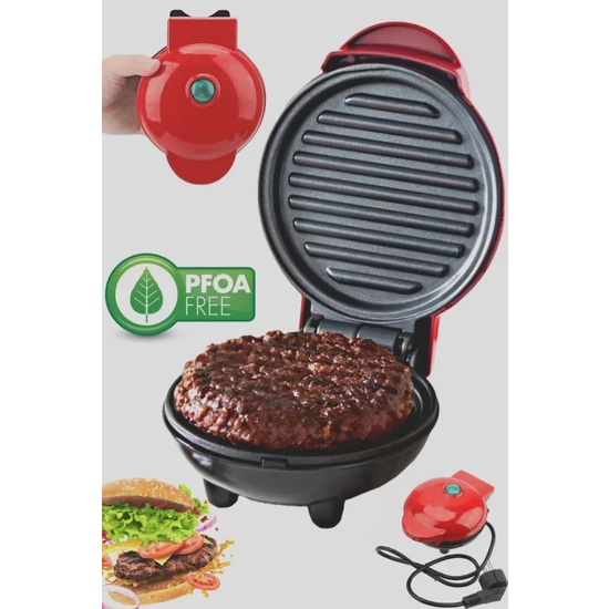 Berdina Home Mini Waffle Hamburger Köfte Izgara Makinesi Cutte Little Elektrikli Mutfak Kırmızı Maker Grill