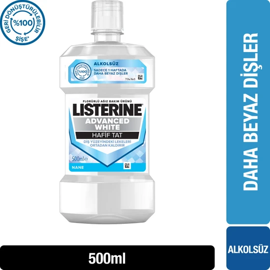 listerine advanced white hafif tat ağiz bakim suyu 500 ml
