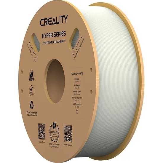 Creality Hyper PLA Filament Beyaz 1.75MM 1kg Standart Yüksek Baskı Kalitesi ile 3D Yazıcı Uyumlu