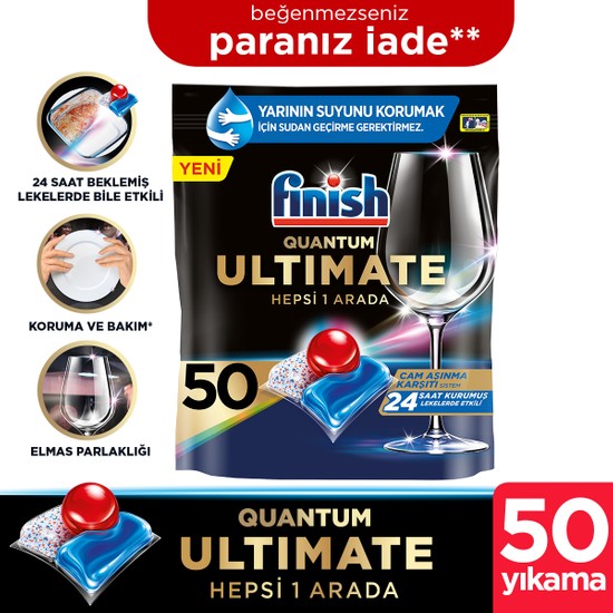 Finish Quantum Ultimate Bulaşık Makinesi Deterjanı Tableti / Kapsülü 50