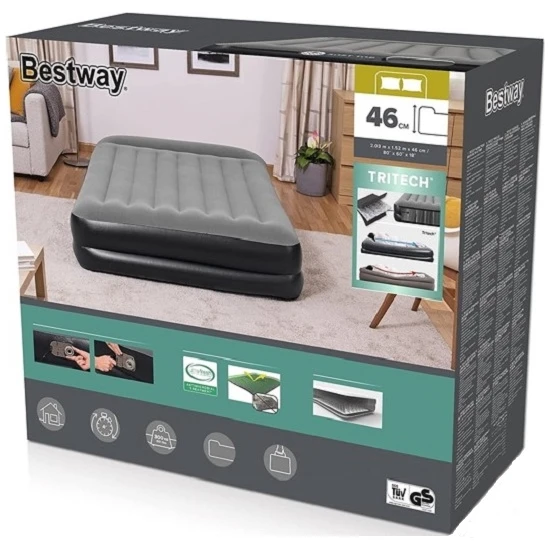 Bestway Pavillo 67403 Çift Kişilik Şişme Yatak Gri Pompa 203X152X38