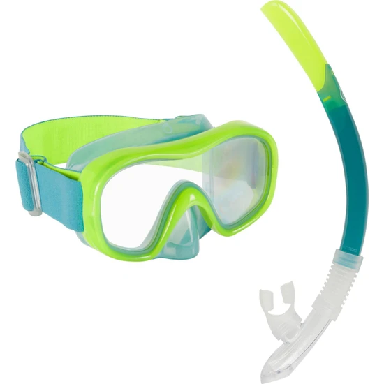 Decathlon SUBEA Çocuk Şnorkelle Dalış Seti - Neon Yeşil - 100 Valve