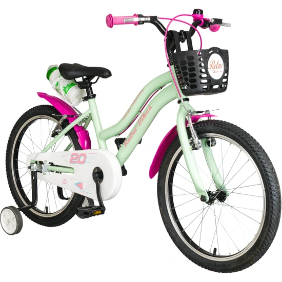Trendbisiklet Retro Classic 20 Jant Çocuk Bisikleti, 6-10 Yaş, Mint Yeşili - Fuşya
