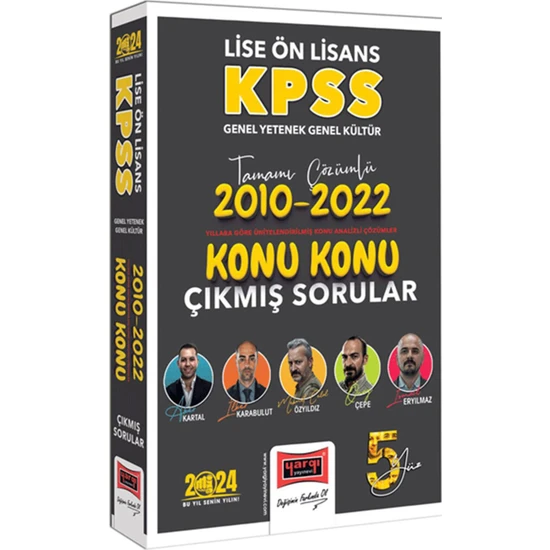 Yargı Yayınevi 2024 KPSS Lise Ön Lisans Genel Yetenek Genel Kültür  2010-2022 Tamamı Çözümlü Konu Konu Çıkmış Sorular