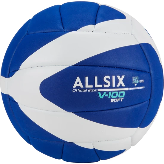 Decathlon Allsix Voleybol Topu - Mavi / Beyaz - 260/280 G - 15 Yaş Ve Üzeri - V100 Soft 260