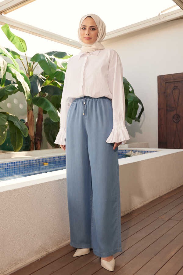 Neways 1105-DENIM Battal Lastikli Pantolon Mavi