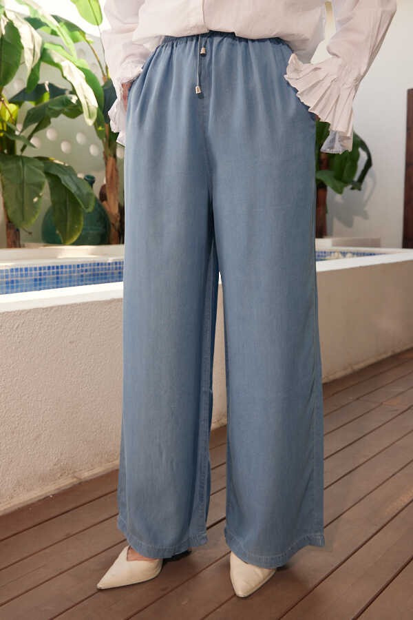 Neways 1105-DENIM Battal Lastikli Pantolon Mavi görsel 5