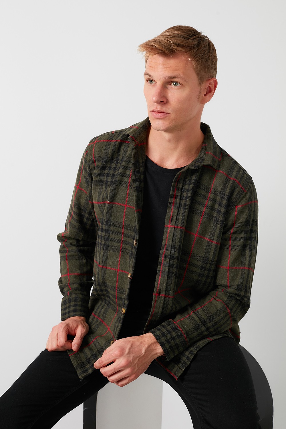 Buratti Ekoseli Uzun Kollu Slim Fit Kışlık Gömlek Erkek Gömlek CF21W112844