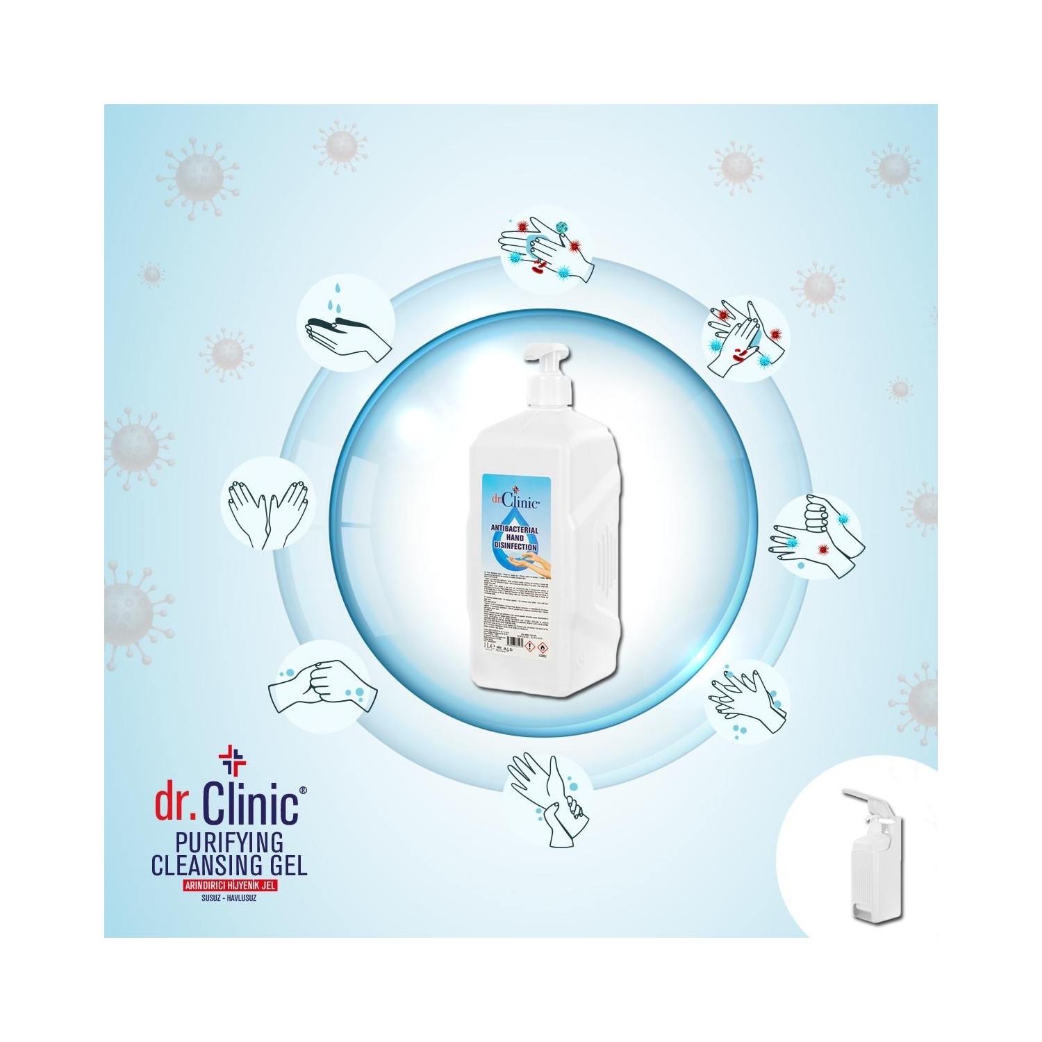 Dr.Clinic Dezenfektan 1 lt + Masa Duvar Aparatı Fiyatı