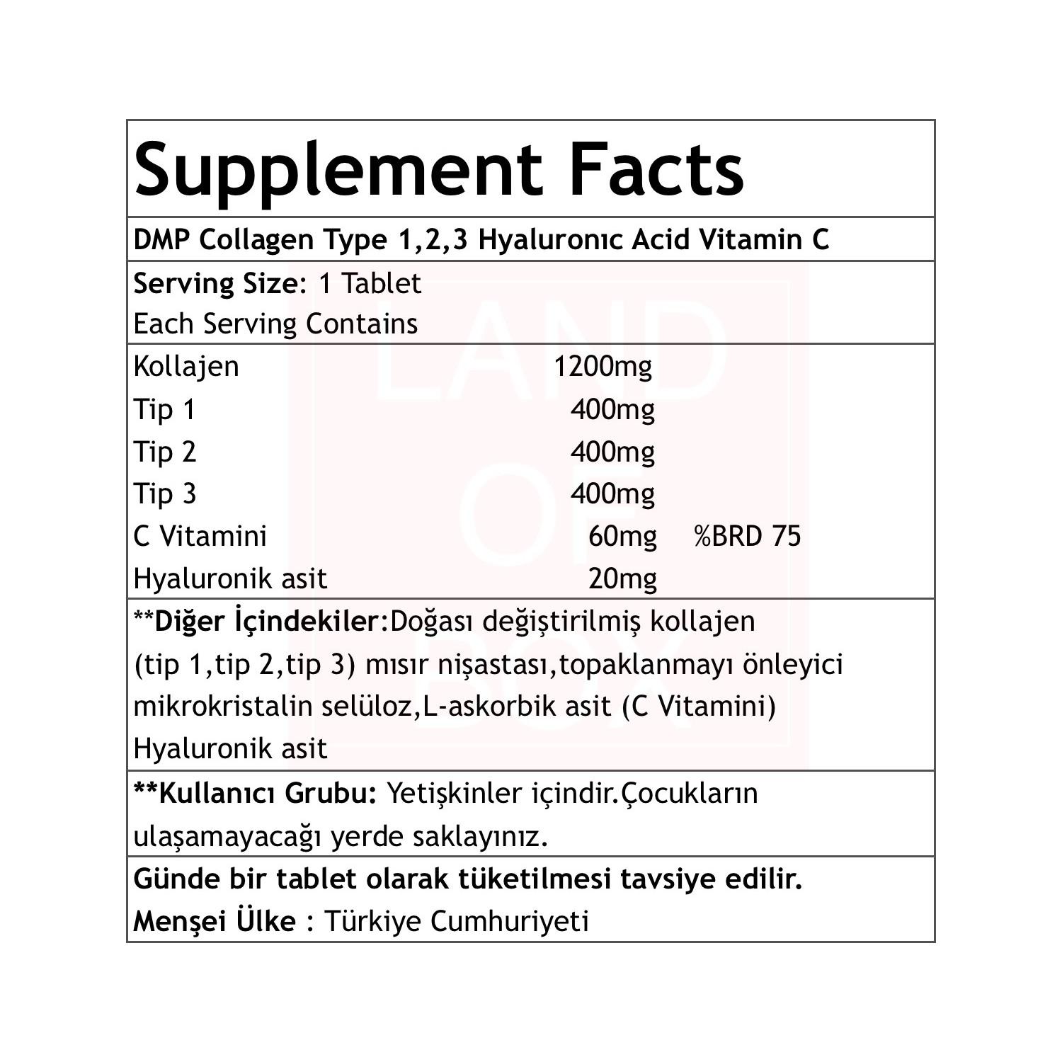 Dmp Collagen Tip 123 Hyaluronic Acid Vitamin C 100 Tablet Fiyatı