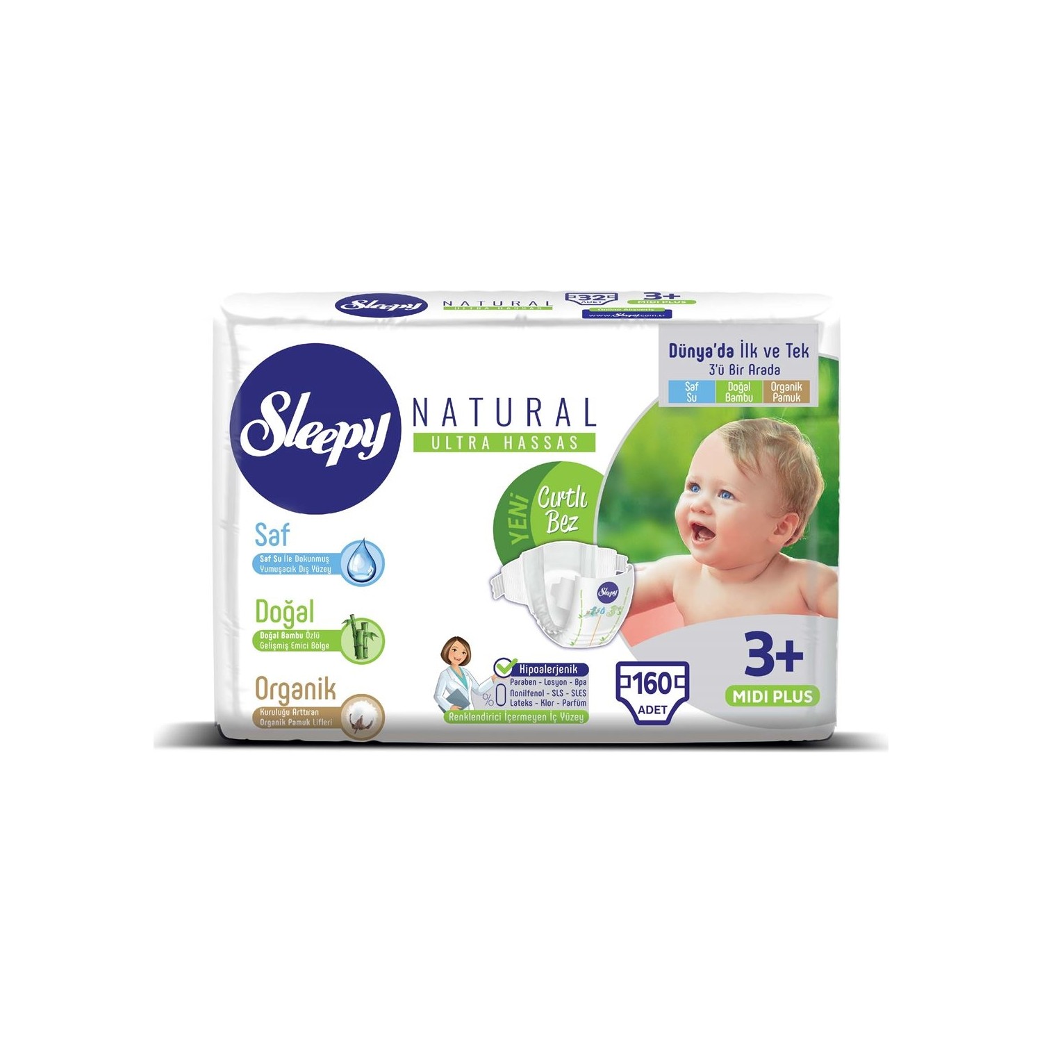 Sleepy Natural Bebek Bezi 3+ Numara Midi Plus Süper Fırsat
