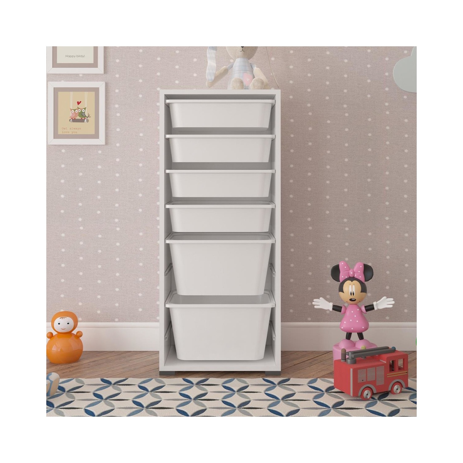 Pratico 2 Büyük 4 Küçük Beyaz Sepetli Oyuncak Dolabı Fiyatı