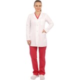 Emel Tekstil Dr Hemşire Beyaz Bayan Uzun Kol Önlük Alpaka Uniforma