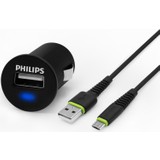 Philips DLP2520U/97 USB Araç Şarj Cihazı 2.1A + Micro USB Şarj Kablosu 1.2 mt