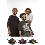 Oxy 3'lü Ayarlanabilen Filtreli Renkli Kamuflaj Yıkanabilir Maske Aile Paketi