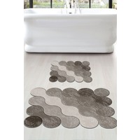 Colizon 50x80 - 40x50 Dijital Banyo Halısı Lazer Kesim Klozet Takımı TYKZB-117KAHVE-K