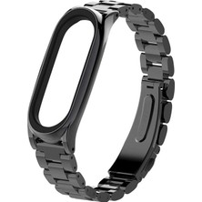 Case 4U Xiaomi Mi Band 6 / Mi Band 5 Akıllı Bileklik Metal Baklalı Kordon Siyah
