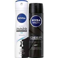 Nivea Black&white Pure Bayan Deosprey 150 Ml+Deep Dimension Erkek Deosprey 150 ml 2'li Paket