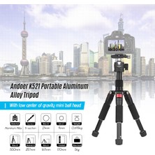 Andoer K521 Mini Top Başlı Taşınabilir 5 Bölümlü Uzatılabilir Tripod