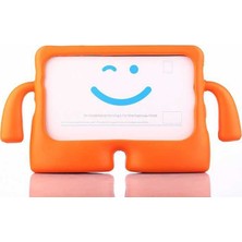 CepLab Apple iPad 2 Kılıf Emoji Standlı Silikon Tablet Kılıfı + Dokunmatik Kalem Turuncu