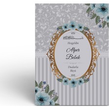 Mutluluk Atölyem Gri Mavi Çiçek Motifli Tesbihli Yasin Cüzü Kitabı Mevlüt Seti - 10’lu Paket