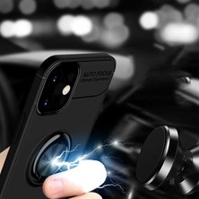 Case 4U Apple iPhone 12 Max Kılıf Autofocus Shockprof Ravel Yüzüklü Standlı Slikon Kapak Siyah