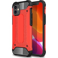 Case 4U Apple iPhone 12 Max Kılıf Military Armor Çift Katmanlı Crash Silikon Kılıf Kırmızı