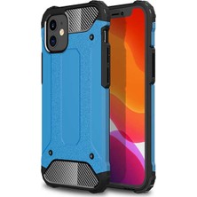 Case 4U Apple iPhone 12 Max Kılıf Military Armor Çift Katmanlı Crash Silikon Kılıf Mavi