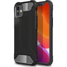 Case 4U Apple iPhone 12 Max Kılıf Military Armor Çift Katmanlı Crash Silikon Kılıf Siyah