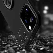 Case 4U Apple iPhone 12 Pro Kılıf Autofocus Shockprof Ravel Yüzüklü Standlı Slikon Kapak Siyah