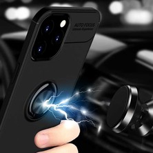 Case 4U Apple iPhone 12 Pro Kılıf Autofocus Shockprof Ravel Yüzüklü Standlı Slikon Kapak Siyah