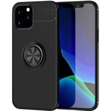 Case 4U Apple iPhone 12 Pro Kılıf Autofocus Shockprof Ravel Yüzüklü Standlı Slikon Kapak Siyah