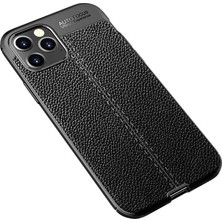 Case 4U Apple iPhone 12 Pro Max Kılıf Rugan Armor Deri Görünümlü Yüksek Kalite Silikon Niss Siyah