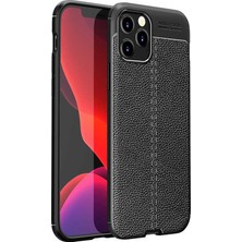 Case 4U Apple iPhone 12 Pro Max Kılıf Rugan Armor Deri Görünümlü Yüksek Kalite Silikon Niss Siyah