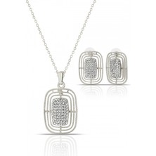 Forentina Gümüş Kaplama Tasarım Kolye Küpe Set