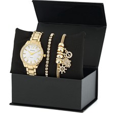 Forentina Kadın Kol Saati ve Bileklik Kombinasyonu 32 mm Beyaz Kadran Zirkon Taşlı Su Geçirmez