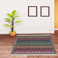 Bona Fortuna Kilim Desenli Etnik Dijital Baskı Yıkanabilir Modern Salon Halı ve Yolluk