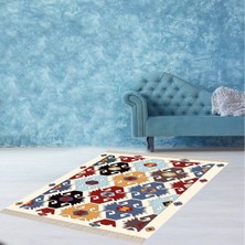 Bona Fortuna Otantik Kilim Desenli Etnik Dijital Baskı Yıkanabilir Modern Salon Halı ve Yolluk