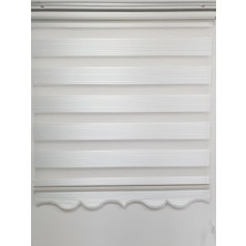 Bbb Geniş Pliseli Simli Ekru Zebra Stor Perde MZ292