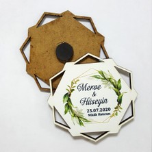 Anı Altıgen Ahşap Uv Baskılı 50'li Magnet Nikah Süsü